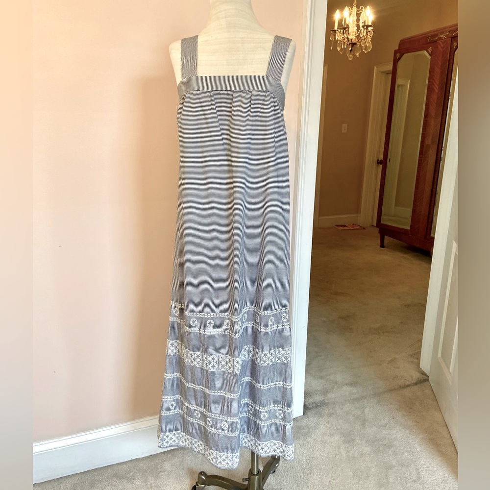 Vineyard Vines All Cotton Embroidered Maxi Dress Sundress Smocked Beach